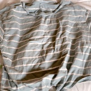 Crop Blue Striped shirt with knot